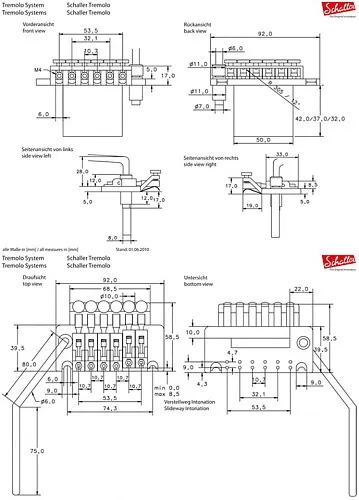 Schaller 13020202 (370/2) Бридж Floyd Rose тремоло с фиксаторами, покрытие хром.