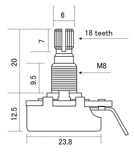 Hosco H-CTS-A500MM Потенциометр 500 кОм (лог) метрический.